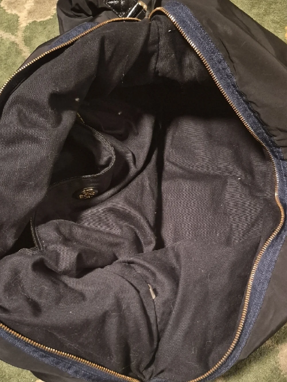 Tory Burch Black Duffel with Navy Trim